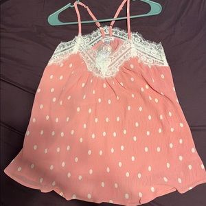 White birch pink polka dot tank